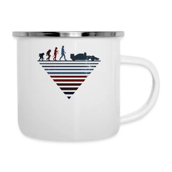 Human Evolution - Course de voitures classiques - Tasse émaillée - blanc - Droite