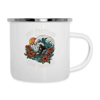 Tropisches Wellenreiten - Emaille-Tasse - Weiß - Rechts