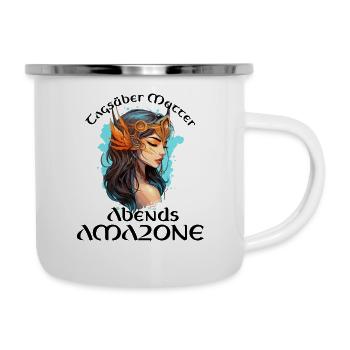 Meine Mutter die Amazone - Mutter - Emaille-Tasse - Weiß - Rechts