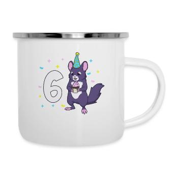 Mit Chinchilla - Kinder Geburtstag 6 Jahre - Emaille-Tasse - Weiß - Rechts