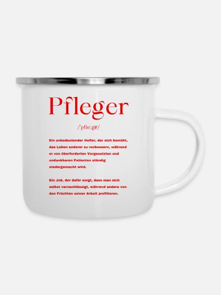 Pfleger Definition - Emaille-Tasse - Weiß