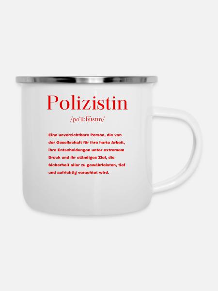 Polizistin Definition - Emaille-Tasse - Weiß