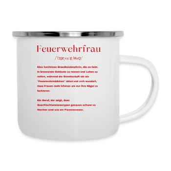 Feuerwehrfrau Definition - Emaille-Tasse - Weiß - Rechts