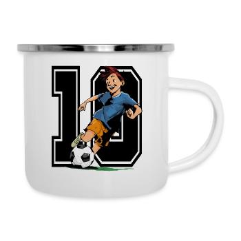 10 Year Old Footballer & Soccer Children's Birthday Party - Camper Mug - white - Right
