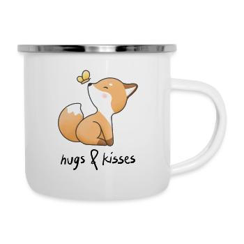 Hugs & Kisses Fuchs Schmetterling - Emaille-Tasse - Weiß - Rechts