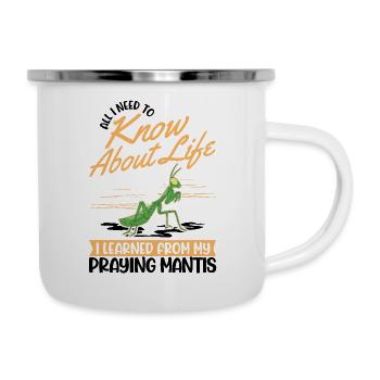Gottesanbeterin Mantis Fangschrecke - Emaille-Tasse - Weiß - Rechts