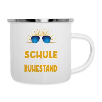Goodbye Schule Hallo Ruhestand Lehrer Abschied - Emaille-Tasse - Weiß - Rechts