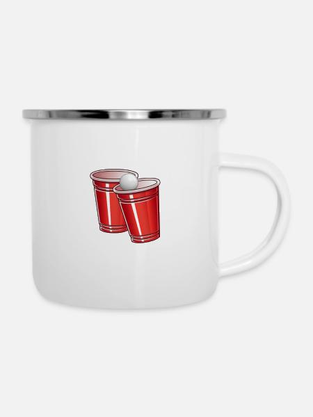 Beer Pong Becher - Emaille-Tasse - Weiß