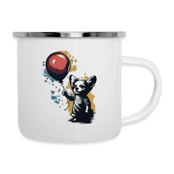 Chihuahua | Ballon | Niedlicher Hund | Welpe | - Emaille-Tasse - Weiß - Rechts
