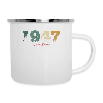 Geburtstagsgeschenk Vintage Wald 1947 - Emaille-Tasse - Weiß - Rechts