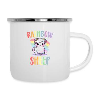 Rainbow Sheep LGBT Lesbisch Schwule Community Stolz - Emaille-Tasse - Weiß - Rechts
