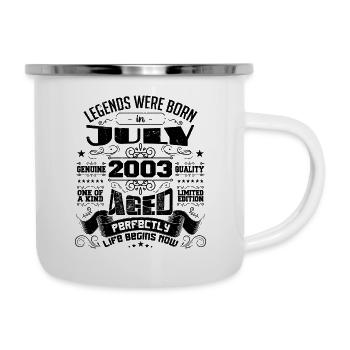 2003 Juli Geburtstagsgeschenk Juli 2003 - Emaille-Tasse - Weiß - Rechts