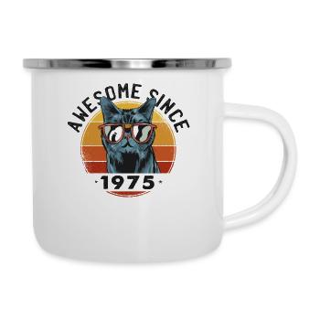 Genial seit 1975, 48 Jahre alt, 48. Geburtstag - Emaille-Tasse - Weiß - Rechts
