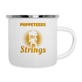Puppenspieler machen es mit an Schnüren befestigtem Puppenspiel - Emaille-Tasse - Weiß - Rechts