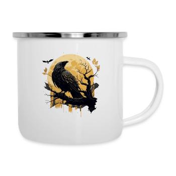 Wikinger Saga Munin und Kunin Rabe Odins Wikinger - Emaille-Tasse - Weiß - Rechts