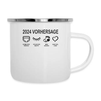 Vorhersage 2024 Werdende Eltern Babybauch - Emaille-Tasse - Weiß - Rechts