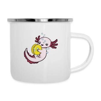 Axolotl Becken Musikinstrument Orchester Becken - Emaille-Tasse - Weiß - Rechts