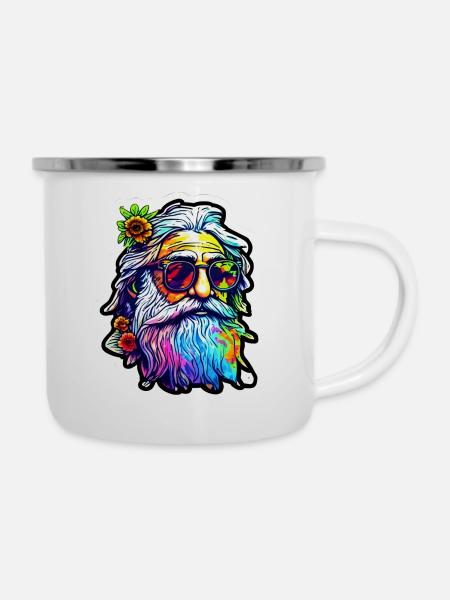 Hippie Grandpa - Emaille-Tasse - Weiß