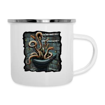 SNAKES COMING UP THROUGH SEWER PIPES - Camper Mug - white - Right