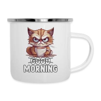 Cat owner saying good morning grumpy person - Camper Mug - white - Right