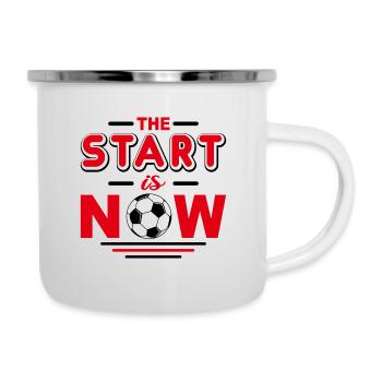 Soccer start - Emaille-Tasse - Weiß - Rechts
