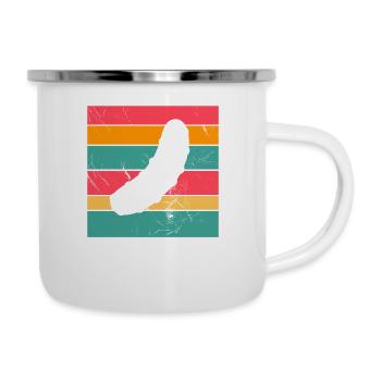 Gurke Gewürzgurke Retro Geschenk - Emaille-Tasse - Weiß - Rechts