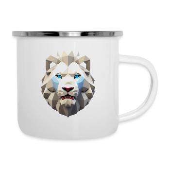 weißer Löwe mit blauen Augen - Emaille-Tasse - Weiß - Rechts