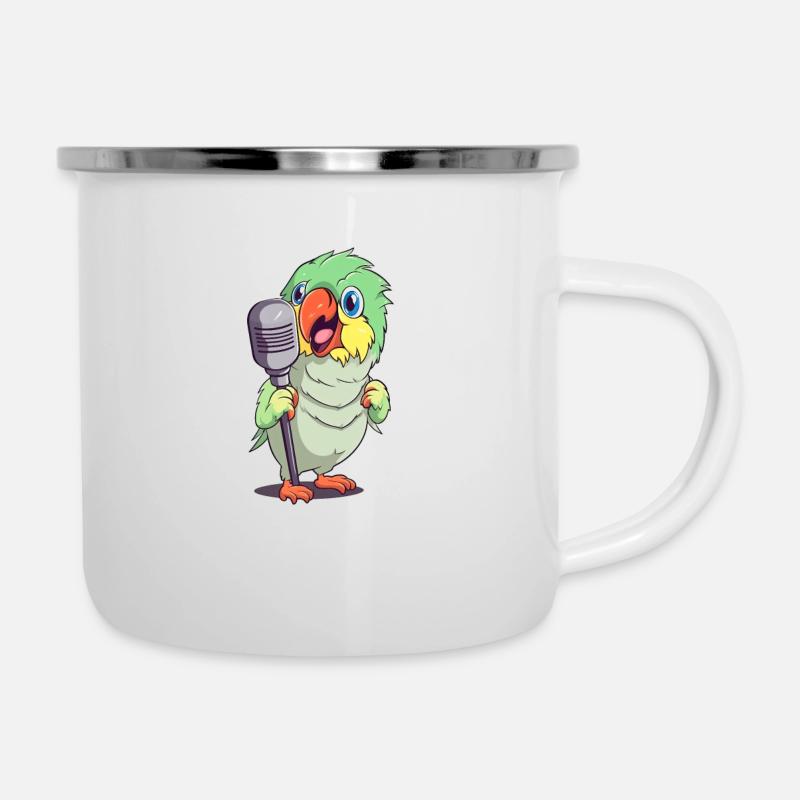 Comic bird rocks the microphone - Bunte - Camper Mug - white