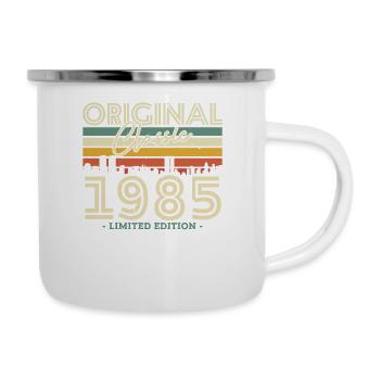 Vintage 1985 Geburtstagsgeschenk - Emaille-Tasse - Weiß - Rechts