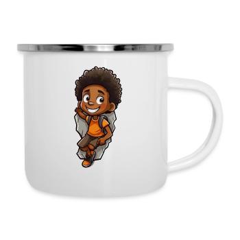 Afro Schwarz Kind Junge Empowerment klettern - Emaille-Tasse - Weiß - Rechts