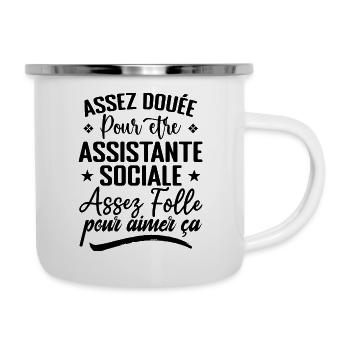 Assistante Sociale Humour Métier Idée Cadeau Femme - Tasse émaillée - blanc - Droite