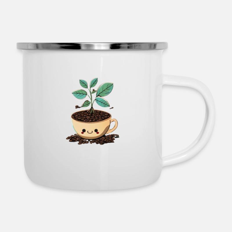 Planter des rêves glissant des haricots - Tasse émaillée - blanc