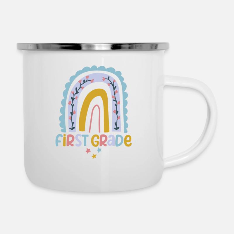 First grade, 1st team, rainbow teacher - Camper Mug - white
