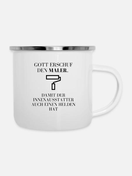 Maler gegen Innenausstatter - Emaille-Tasse - Weiß