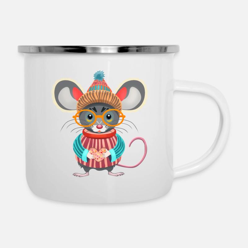 Die Lünettenmaus - Emaille-Tasse - Weiß
