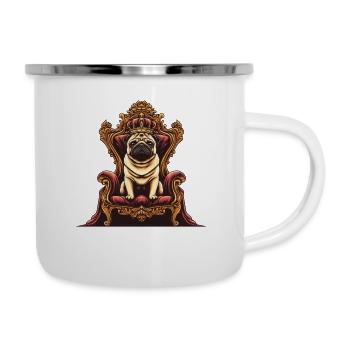 Chien Carlin assis sur le trône Chien et maître - Tasse émaillée - blanc - Droite
