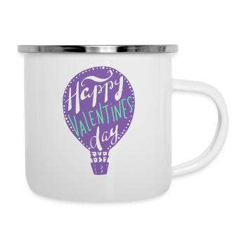 Happy Valentines Day, Heißluftballon, Spruch - Emaille-Tasse - Weiß - Rechts