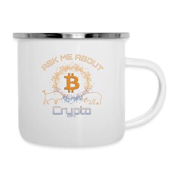 Frage mich nach Crypto Bitcoin Blockchain DEFI BTC - Emaille-Tasse - Weiß - Rechts
