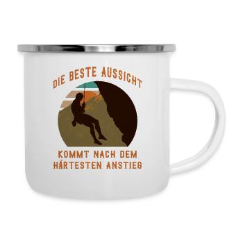 Bergsteiger Toprope Klettern Outdoor Wandern - Emaille-Tasse - Weiß - Rechts