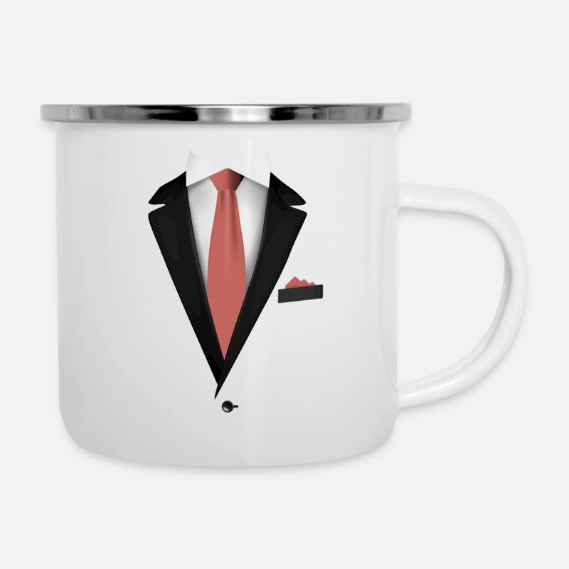 Smoking avec une cravate de couleur chair pour les mariages et - Tasse émaillée - blanc