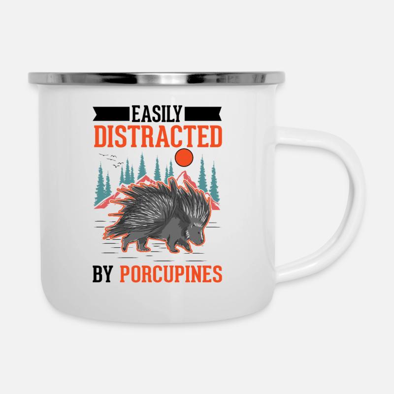 Easily distracted by Porcupine's Porcupine - Camper Mug - white