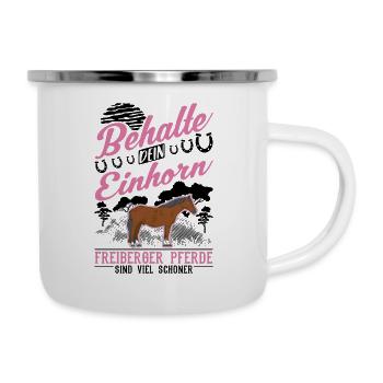 Freiberg cheval licorne - Tasse émaillée - blanc - Droite