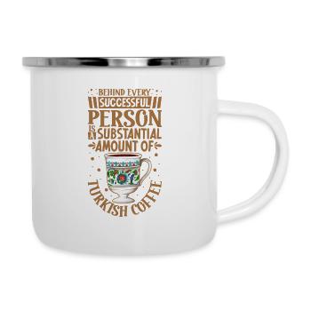 Erfolgreich nur mit Turkish Coffee - Emaille-Tasse - Weiß - Rechts