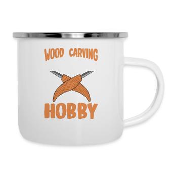 Sculpture sur bois brillant sur bois - Tasse émaillée - blanc - Droite