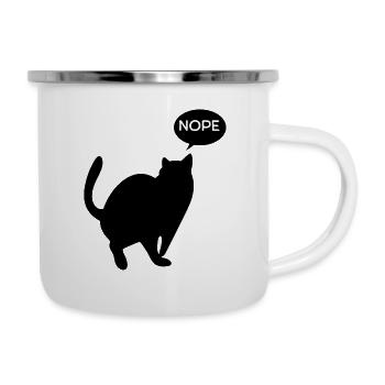 Le chat dit non - Tasse émaillée - blanc - Droite