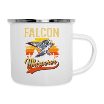 Falken Flüsterer Falkner Turmfalke Falknerei - Emaille-Tasse - Weiß - Rechts