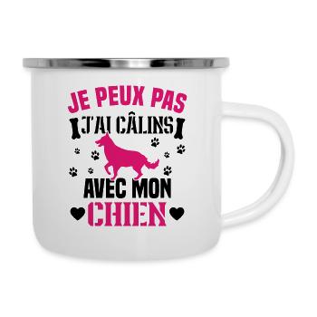 Ich kann nicht mit meinem Hundehumor kuscheln - Emaille-Tasse - Weiß - Rechts