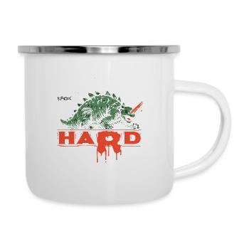 Der Party-Hard Dino - Emaille-Tasse - Weiß - Rechts