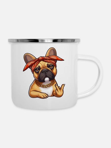 Frenchie Der Rapper - Emaille-Tasse - Weiß
