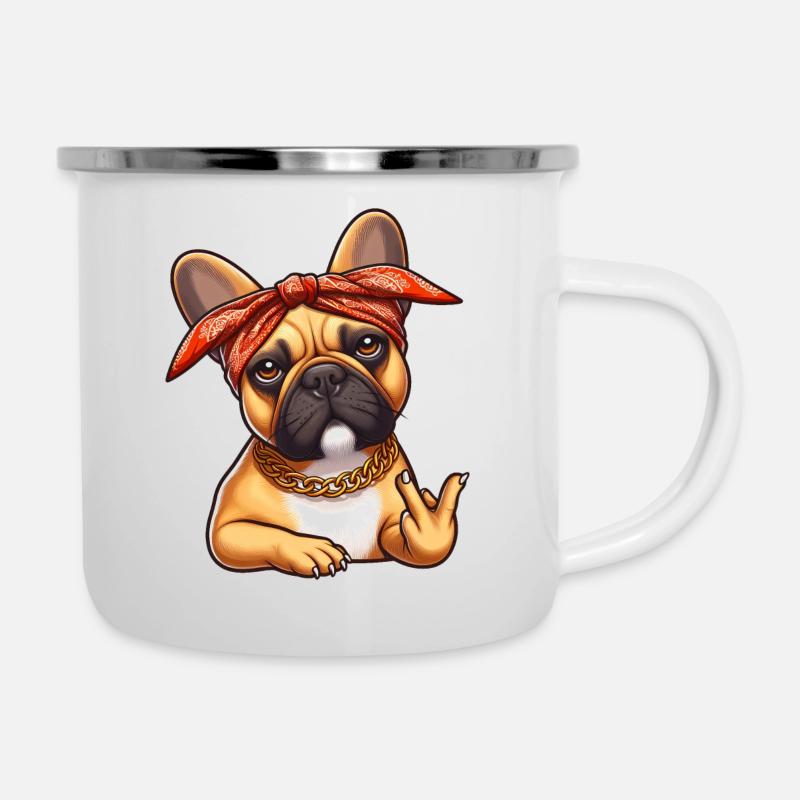 Frenchie Le Rappeur - Tasse émaillée - blanc